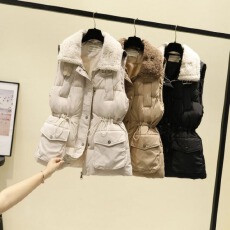 批发实拍大码女装<b class='q'>秋</b>冬新款洋气羽绒棉马甲外穿无袖坎肩背心马夹外套