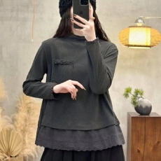 批发德绒蕾丝花边拼接<b class='q'>长袖</b>t恤<b class='q'>打底衫</b>女秋冬宽松显瘦内搭保暖上衣