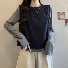 批发胖MM慵懒松弛感显瘦针织上衣+<b class='q'>马甲</b>女秋冬打底新款时尚炸街套装