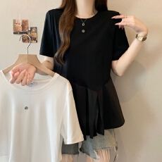 批发不规则短袖t恤打底衫女夏季2026大码胖mm显瘦设计感减龄超火上衣