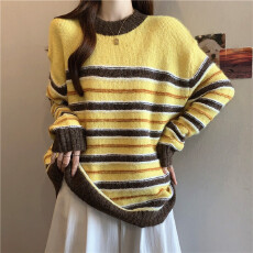 批发实拍胖MM秋冬美式温暖休闲打底衫上衣条纹毛衣通勤内搭毛针织衫