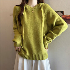 批发实拍秋冬大码老钱风洋气内搭软糯毛衣设计感钩花连帽上衣针织衫