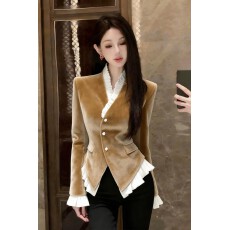 批发法式复古通勤时尚洋气减龄上衣高级感超好看气质香槟色衬衫女秋冬