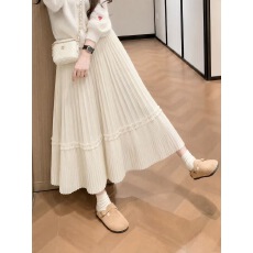 批发法式温柔风2026秋季杏色网纱百褶半身裙女高腰显瘦蛋糕裙中<b class='q'>长款</b>女