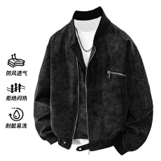 批发夹克男皮衣复古机车皮外套棒球领<b class='q'>潮</b>流休闲复古纯色纹理翻领<b class='q'>潮</b>牌皮