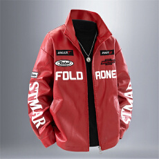 批发秋季新款男士美式潮牌机车服简约百搭立领皮衣宽松时尚皮夹克