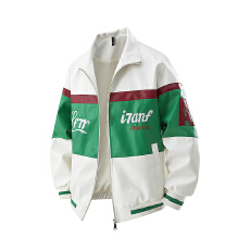 批发跨境专供<b class='q'>春</b>季新款时尚拼色皮衣男休闲皮夹克机车夹克潮男痞帅外套