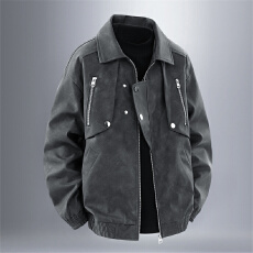 批发<b class='q'>秋</b>季新款男士美式潮牌机车服简约百搭立领皮衣宽松时尚皮夹克