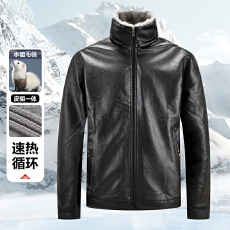 批发秋冬皮衣男新款跨境亚马逊3D休闲立领皮夹克中年男士防风外套
