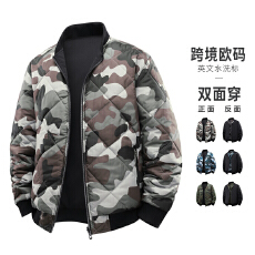 批发跨境迷彩棉衣男双面穿棒球服保暖棉袄秋冬季新款户外休闲棉衣外套