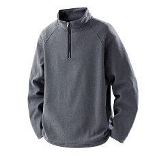 批发新款280克半拉链德绒男秋冬百搭半高领长袖纯色休闲时尚上衣男