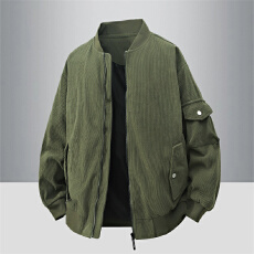 批发新款春秋灯芯绒夹克男女同款防风防水棒球领情侣高街宽松外套上衣