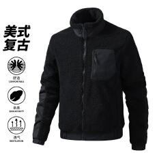 批发跨境秋冬季羊羔绒棉衣立领夹克纯色摇粒绒外套欧美时尚青年上衣