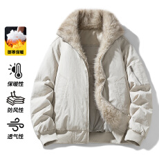 批发冬季<b class='q'>潮牌</b>毛领立领棉服男美式宽松保暖加厚工装加棉保暖棉衣 跨境