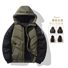 批发2025秋冬跨境连帽棉衣男棉服连帽男冬加绒外套保暖棉衣