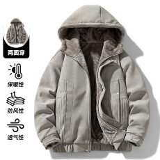 批发外贸羊羔绒棉衣外套男冬季新款加厚保暖连帽颗粒绒宽松棉袄