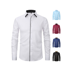 재고있음跨境欧码专供2026长袖衬衫男时尚宽松休闲纯色百搭衬衣