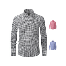 재고있음跨境欧码专供2026长袖衬衫男时尚宽松休闲格子百搭衬衣