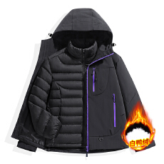 羽绒内胆户外冲锋衣男女同款可拆卸防风防水登山服外套男羽绒服