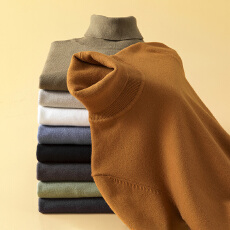 批发재고있음高领绵羊毛衣男秋冬季纯色修身保暖内搭长袖针织衣打底衫