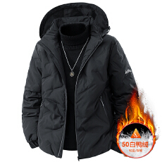 白鸭绒羽绒服男士连帽潮流2025年新款青年帅气百搭加厚保暖外套