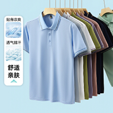 2026夏季跨境亚马逊3D新款商务休闲POLO衫男士透气翻领短袖T恤衫