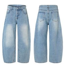 재고있음春季高街拖地复古阔腿牛仔裤男女慵懒宽松直筒长裤子潮