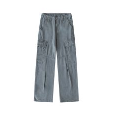 2026新款休闲工装大口袋裤100%纯棉半橡筋纽扣皮带款百搭长裤