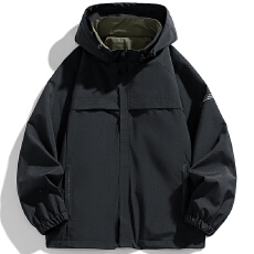 批发재고있음外套秋2026新款潮牌休闲宽松工装风连帽百搭纯色夹克男