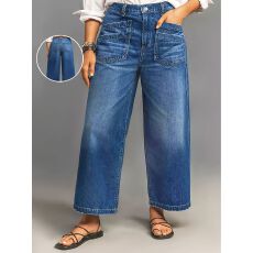 批发跨境<b class='q'>外贸</b><b class='q'>大码</b>女款浅蓝中腰宽松直筒牛仔裤百搭遮肉显腿长牛仔裤子