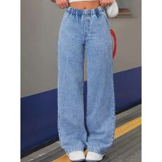 批发<b class='q'>外贸</b>跨境<b class='q'>欧美</b>潮流宽松休闲阔腿高腰橡筋弹力牛仔裤女