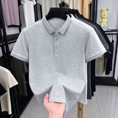 批发재고있음夏季薄款冰丝棉质男款Polo短袖夏装休闲翻领上衣打底衫