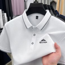 批发재고있음夏季薄款冰丝棉质男款Polo短袖夏装休闲翻领上衣打底衫