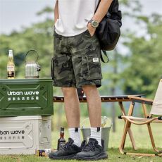 재고있음外贸多袋裤工装裤短裤纯棉休闲裤迷彩男多袋拉链短裤