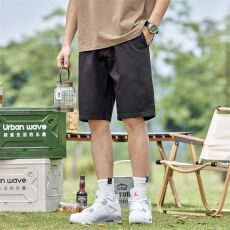 재고있음夏季五分裤轻量棉感面料纽扣拉链腰部男士休闲商务短裤