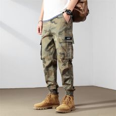 批发男士工装裤潮牌多口袋宽松束脚哈伦裤春<b class='q'>秋</b>季新款休闲长裤子迷彩裤