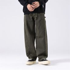 批发春秋冬重磅宽松<b class='q'>美式</b>弯刀直筒混色搭简约<b class='q'>休闲</b>男裤户外日系染色透气