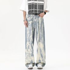 批发재고있음美式高街vibe风水洗仔裤女夏季新款oversize直筒裤