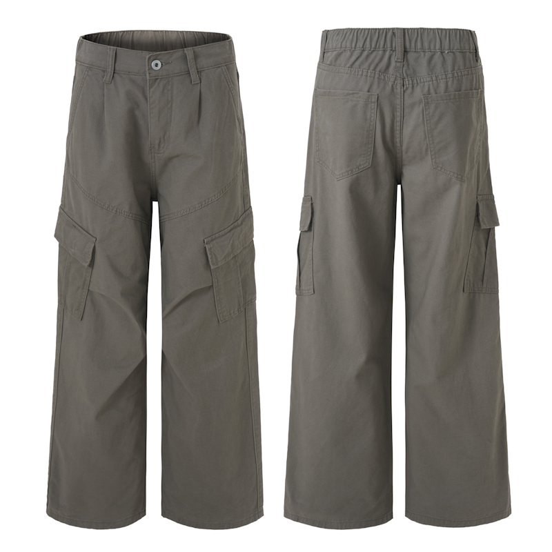 재 고 있 음 레트로 워싱 디자인 센스 기타 주머니 워크웨어 팬츠 남녀 루즈핏 스트레이트 캐주얼 넓은 다리 캐주얼 바지