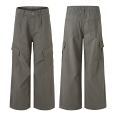 批发재고있음复古水洗设计感多口袋工装裤男女宽松直筒休闲阔腿<b class='q'>休闲裤</b>