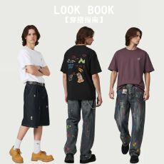 批发外贸夏季高级感短袖男女同款潮牌恐龙印花百搭日系冰丝半袖