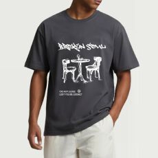 外贸2026夏季美式印花冰丝凉感圆领短袖男士宽松大码t恤打底衫