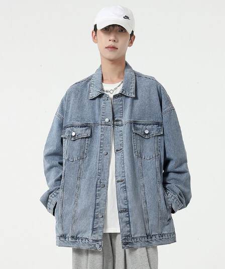재 고 있 음 항구 바람 데님 재킷 루즈핏 다용도 노스탤지어 워싱 레트로 남성 카우보이 자켓 외출용