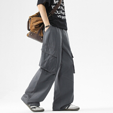 批发100%纯棉休闲长裤男士春秋纯棉宽松美式工装裤直筒运动休闲长裤