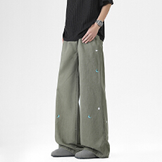 批发100纯棉男士夏季薄款2026新款运动宽松直筒阔腿长裤子男款夏天