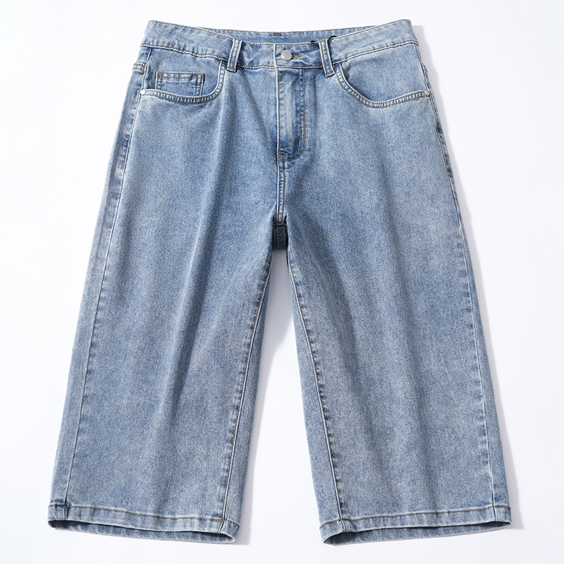 여름 얇은 스타일 7 점 라이 경기 서울 신축성 데님 반바지 남성 신축성 남성 캐주얼 루즈핏 중 바지