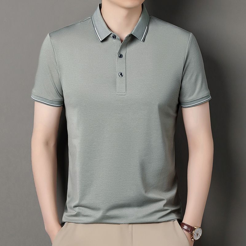 2026 여름 새로운 남성 단색 폴로 칼라 없음 흔적 polo 통기성 미니멀리즘 패션 캐주얼 비즈니스 다용도 맨위