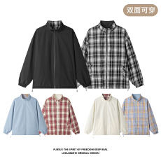 批发春秋季两面穿夹克套装男女宽松外套运动棒球服休闲