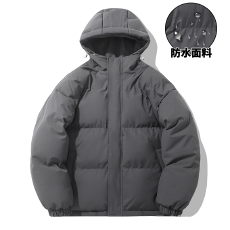 批发跨境美式棉服男冬季新款纯色保暖连帽面包服棉衣加厚宽松外套