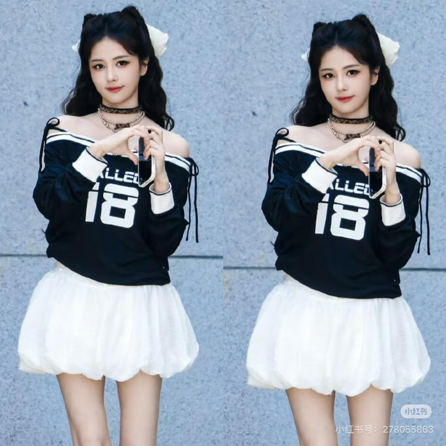 벤 실행 흰색 사슴 같은 단락 작은 대중 검정색 아메리칸 디자인 센스 V넥 오프숄더 자외선 차단 맨위 화이트 꽃밭 치마 세트